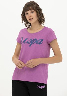 Kadın Menekşe Bisiklet Yaka Tişört - 50251960029