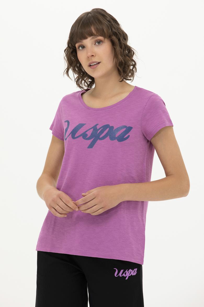 Kadın Menekşe Bisiklet Yaka Tişört - 50251960029