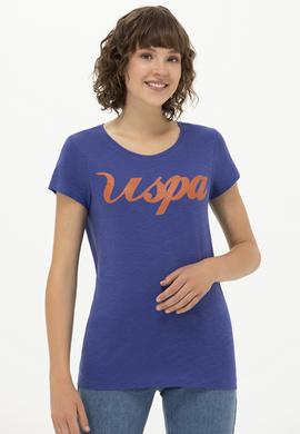 Kadın Mavi Bisiklet Yaka Tişört - 50251960038