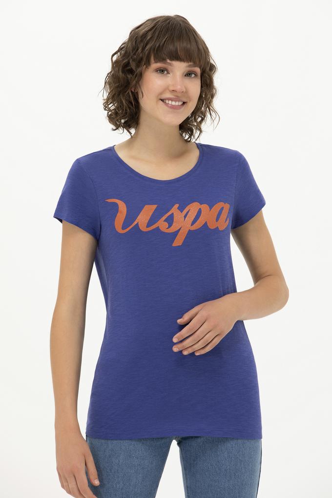 Kadın Mavi Bisiklet Yaka Tişört