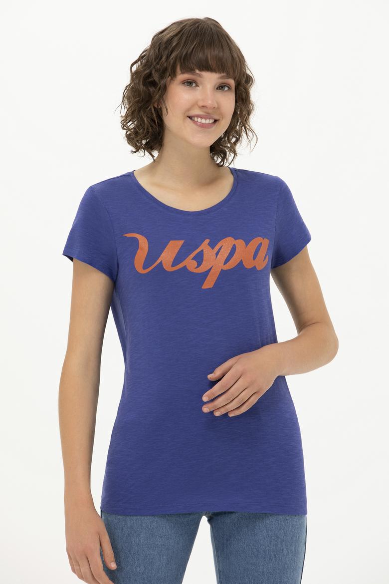 Kadın Mavi Bisiklet Yaka Tişört