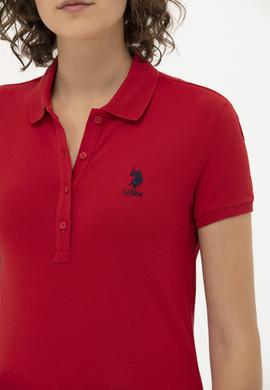 Kadın Kırmızı Basic Polo Yaka Tişört - 50262657033