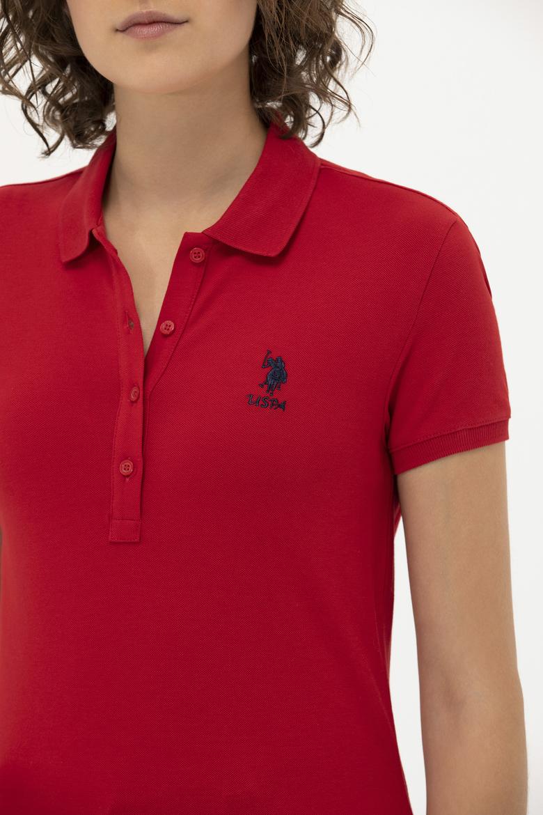 Kadın Kırmızı Basic Polo Yaka Tişört - 50262657033
