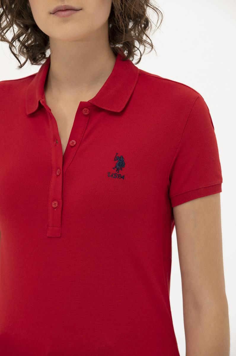 Kadın Kırmızı Basic Polo Yaka Tişört