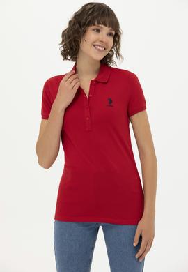 Kadın Kırmızı Basic Polo Yaka Tişört - 50262657033