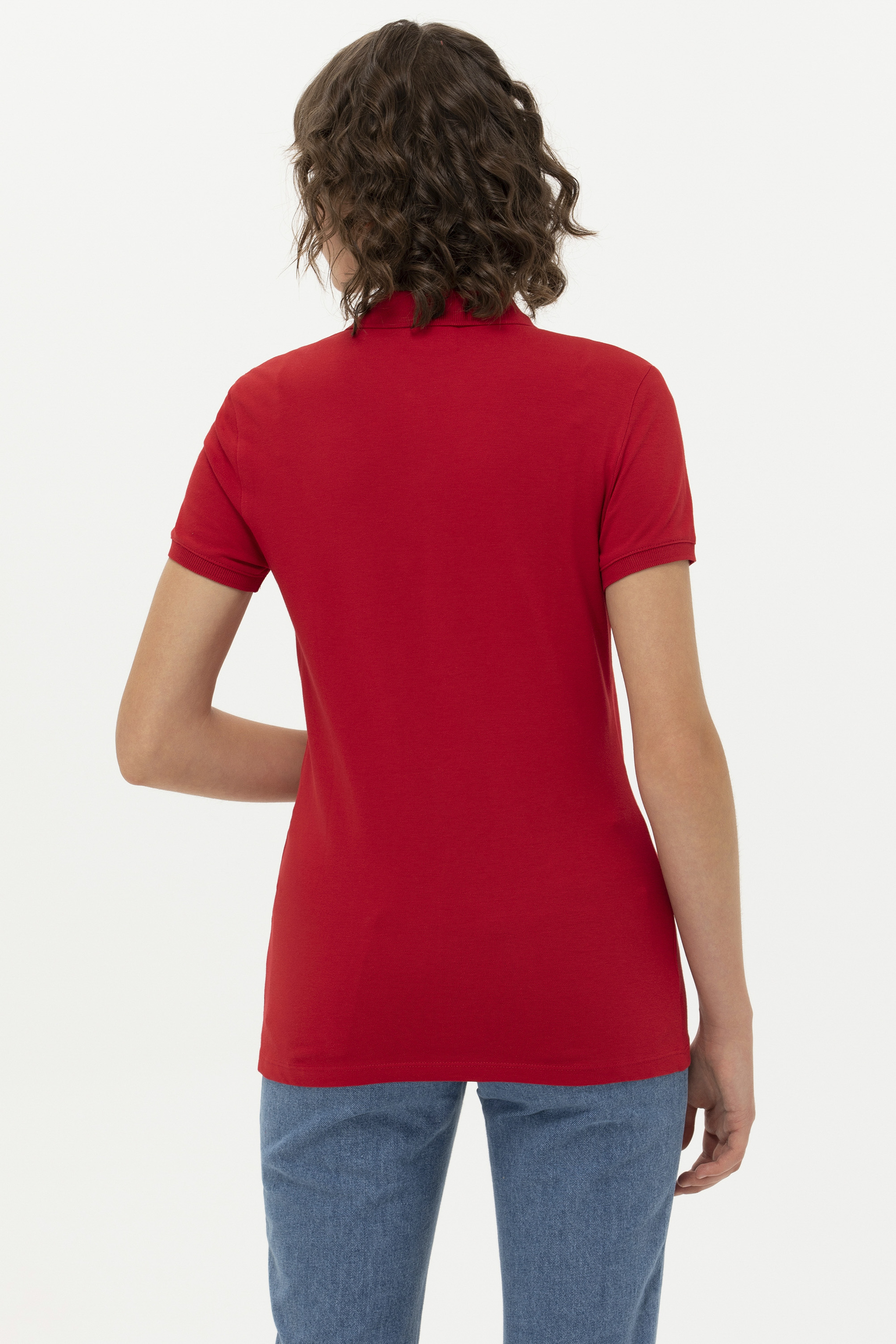 Kadın Kırmızı Basic Polo Yaka Tişört