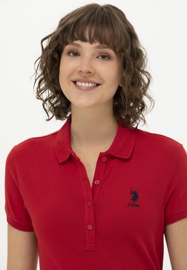 Kadın Kırmızı Basic Polo Yaka Tişört - 50262657033