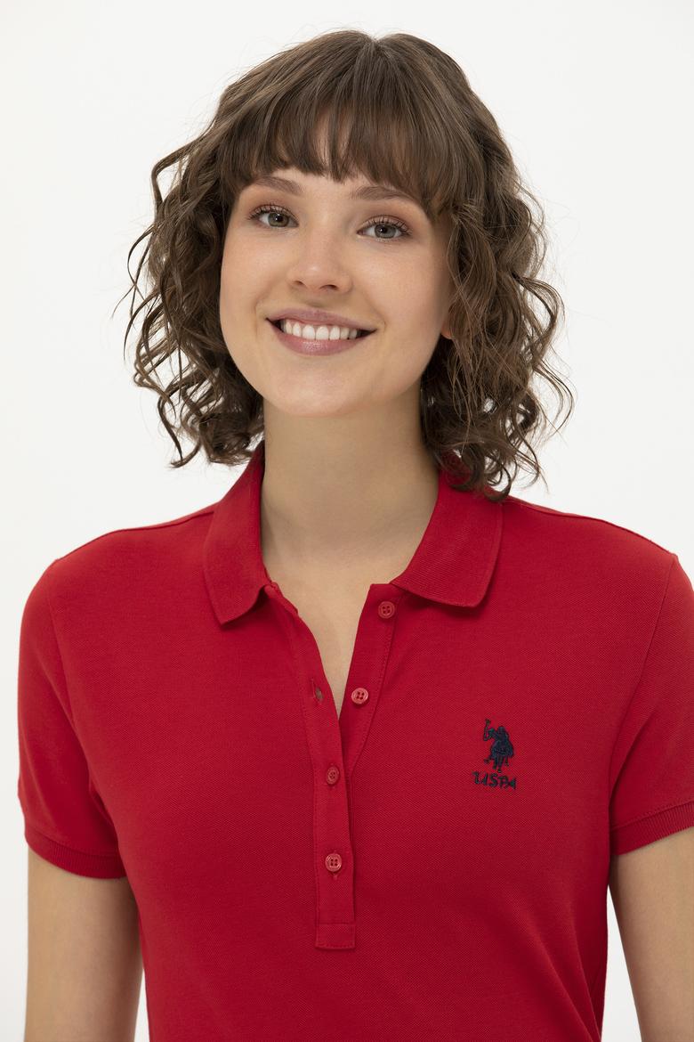 Kadın Kırmızı Basic Polo Yaka Tişört - 50262657033