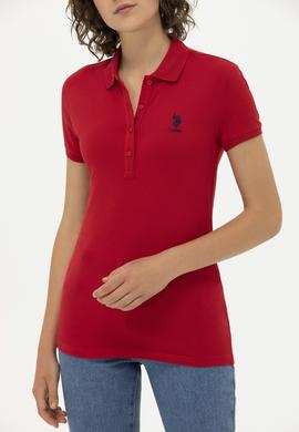 Kadın Kırmızı Basic Polo Yaka Tişört - 50262657033