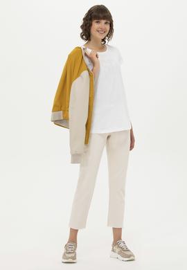 Kadın Beyaz Bisiklet Yaka Basic Tişört - 50262670013