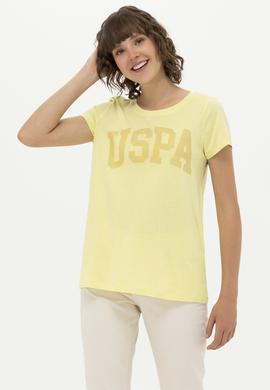 Kadın Açık Sarı Basic Bisiklet Yaka Tişört - 50262670165