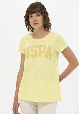 Kadın Açık Sarı Basic Bisiklet Yaka Tişört - 50262670165