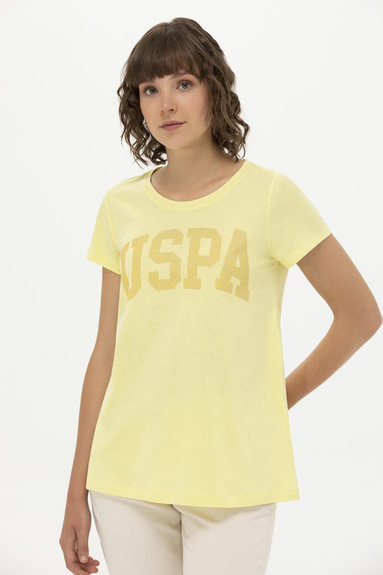 Kadın Açık Sarı Basic Bisiklet Yaka Tişört - 50262670165