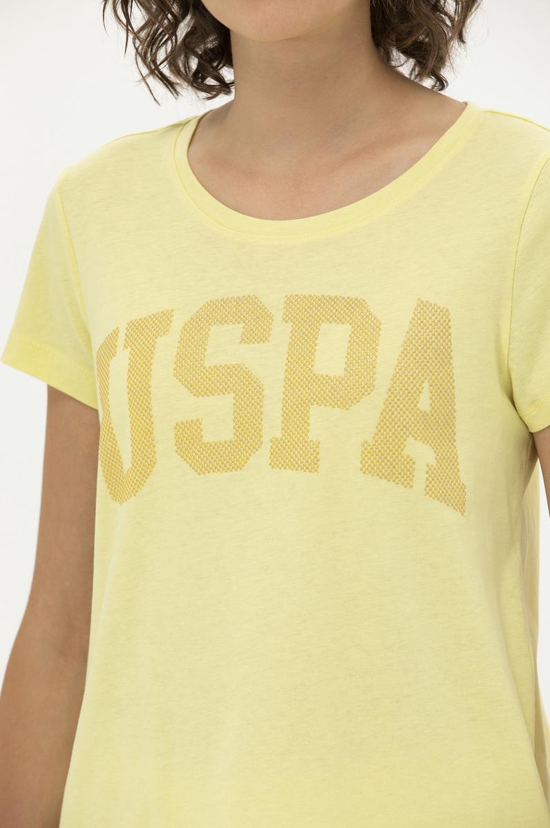 Kadın Açık Sarı Basic Bisiklet Yaka Tişört