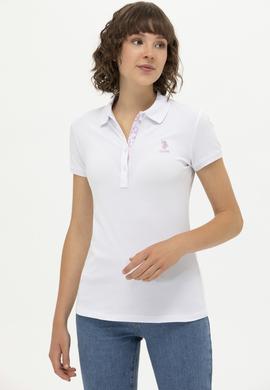 Kadın Beyaz Basic Polo Yaka Tişört - 50262698008