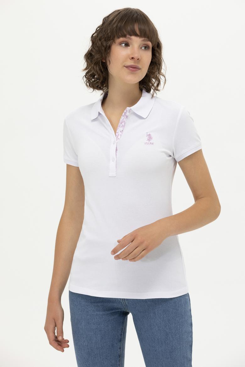 Kadın Beyaz Basic Polo Yaka Tişört - 50262698008