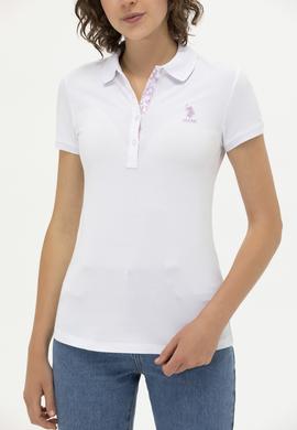 Kadın Beyaz Basic Polo Yaka Tişört - 50262698008