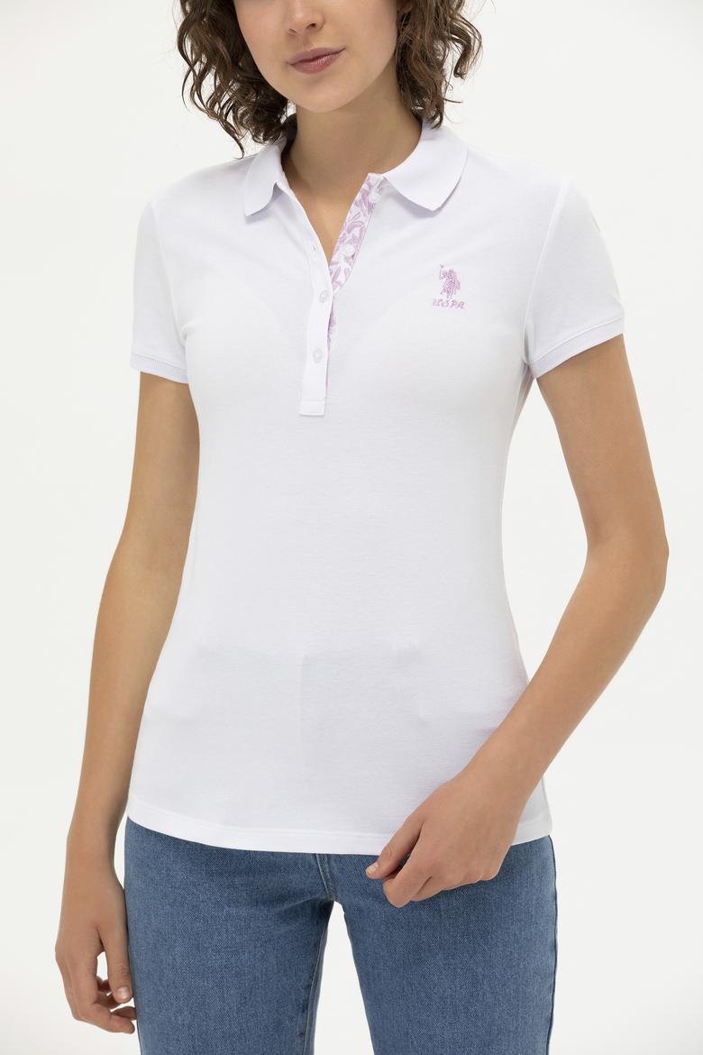 Kadın Beyaz Basic Polo Yaka Tişört - 50262698008