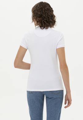 Kadın Beyaz Basic Polo Yaka Tişört - 50262698008