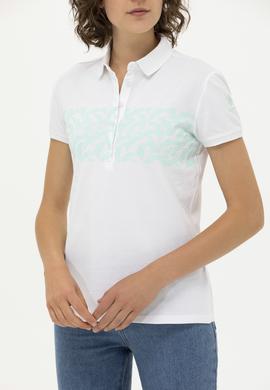 Kadın Su Yeşili Polo Yaka Tişört - 50262938025