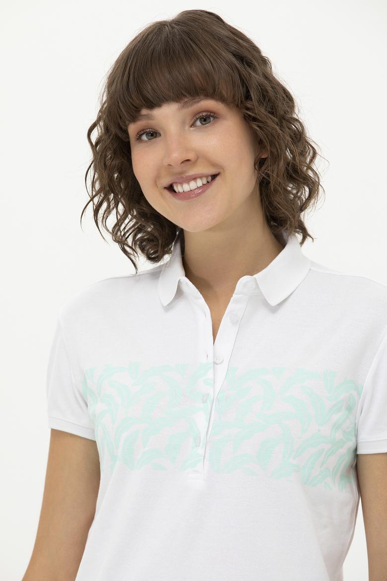 Kadın Su Yeşili Polo Yaka Tişört - 50262938025