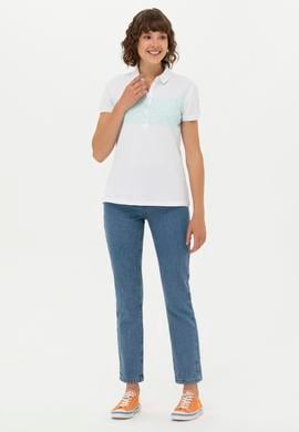 Kadın Su Yeşili Polo Yaka Tişört - 50262938025