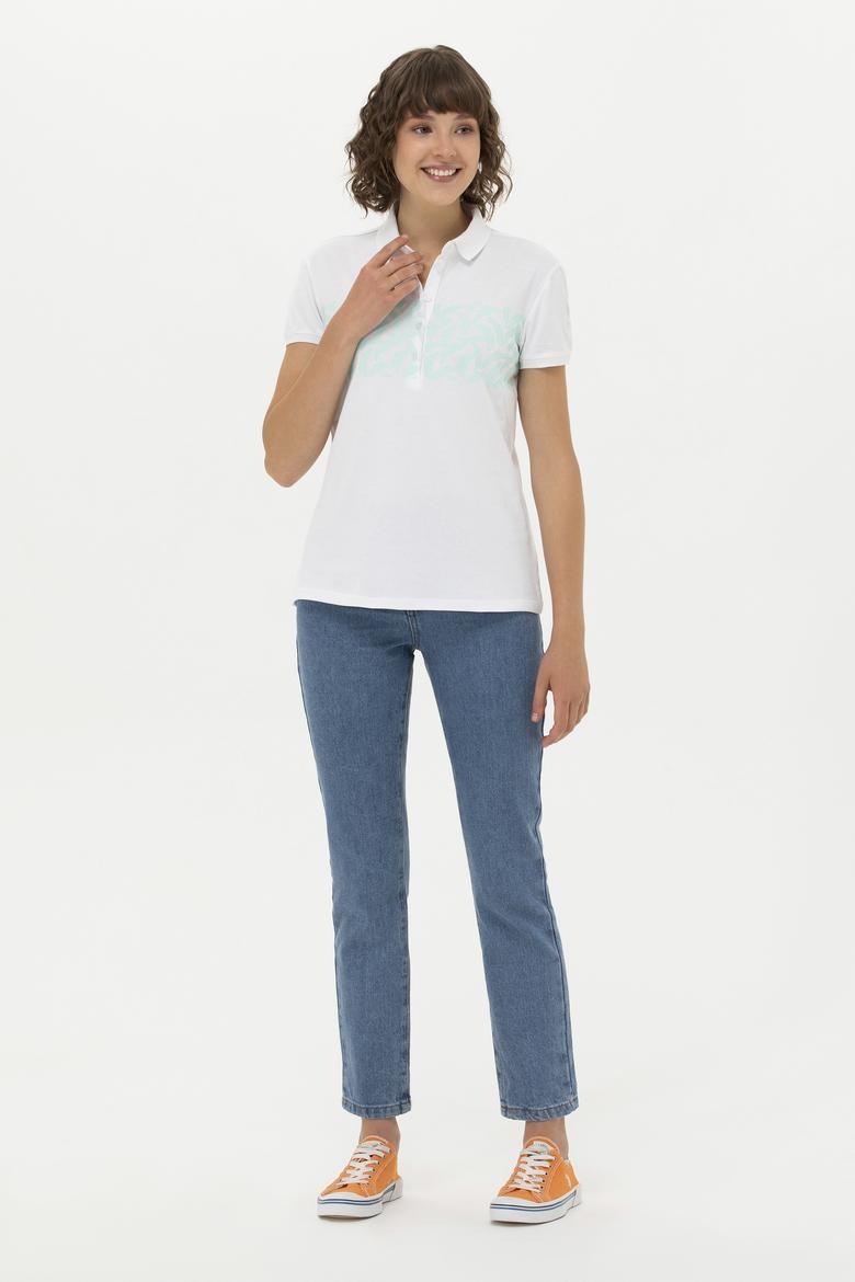 Kadın Su Yeşili Polo Yaka Tişört - 50262938025