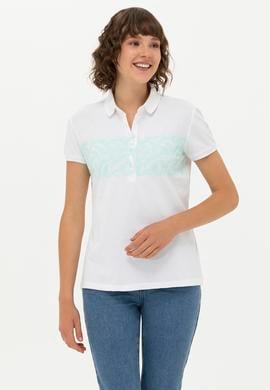 Kadın Su Yeşili Polo Yaka Tişört - 50262938025