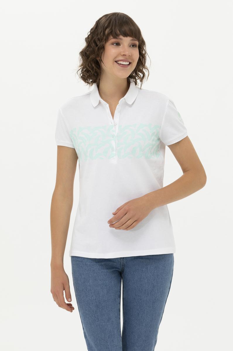 Kadın Su Yeşili Polo Yaka Tişört