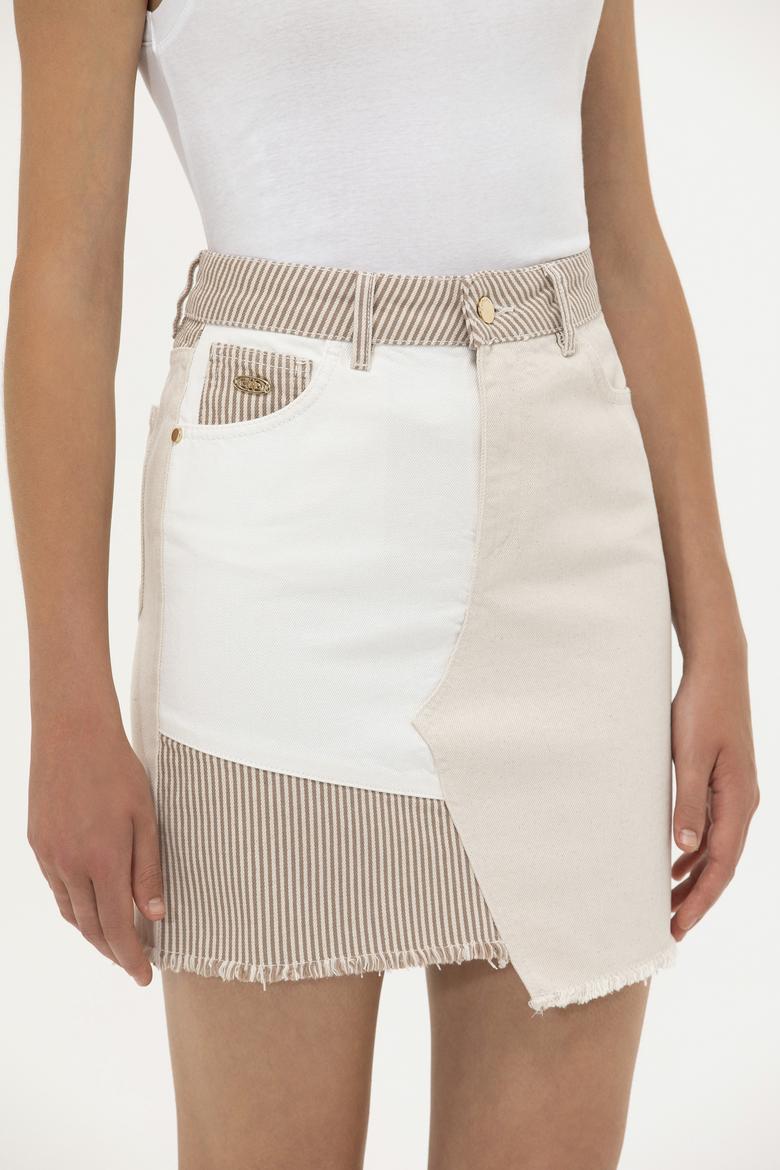 Kadın Krem Jean Etek - 50263756007