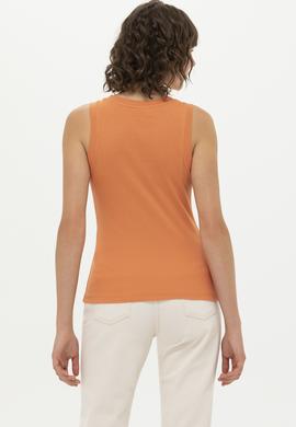 Kadın Kiremit Bisiklet Yaka Kolsuz Basic Tişört - 50264964106