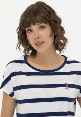 Kadın Lacivert Bisiklet Yaka Tişört - 50266180001