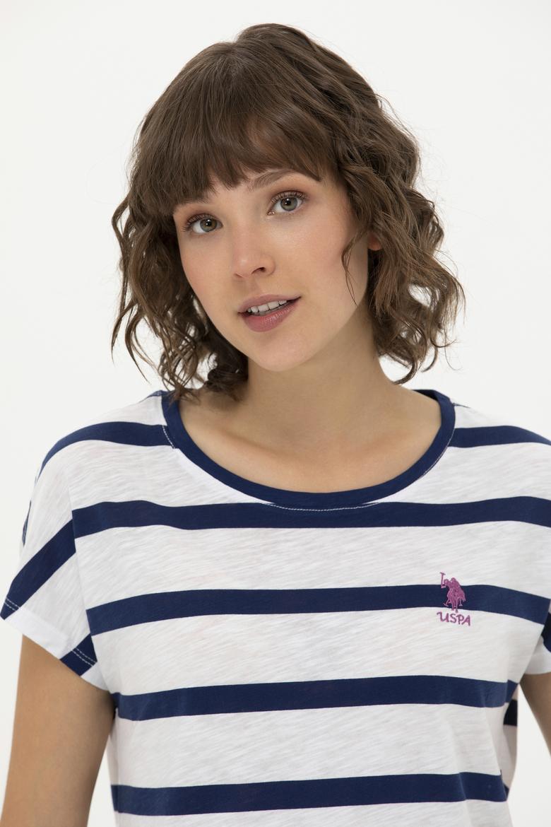 Kadın Lacivert Bisiklet Yaka Tişört - 50266180001