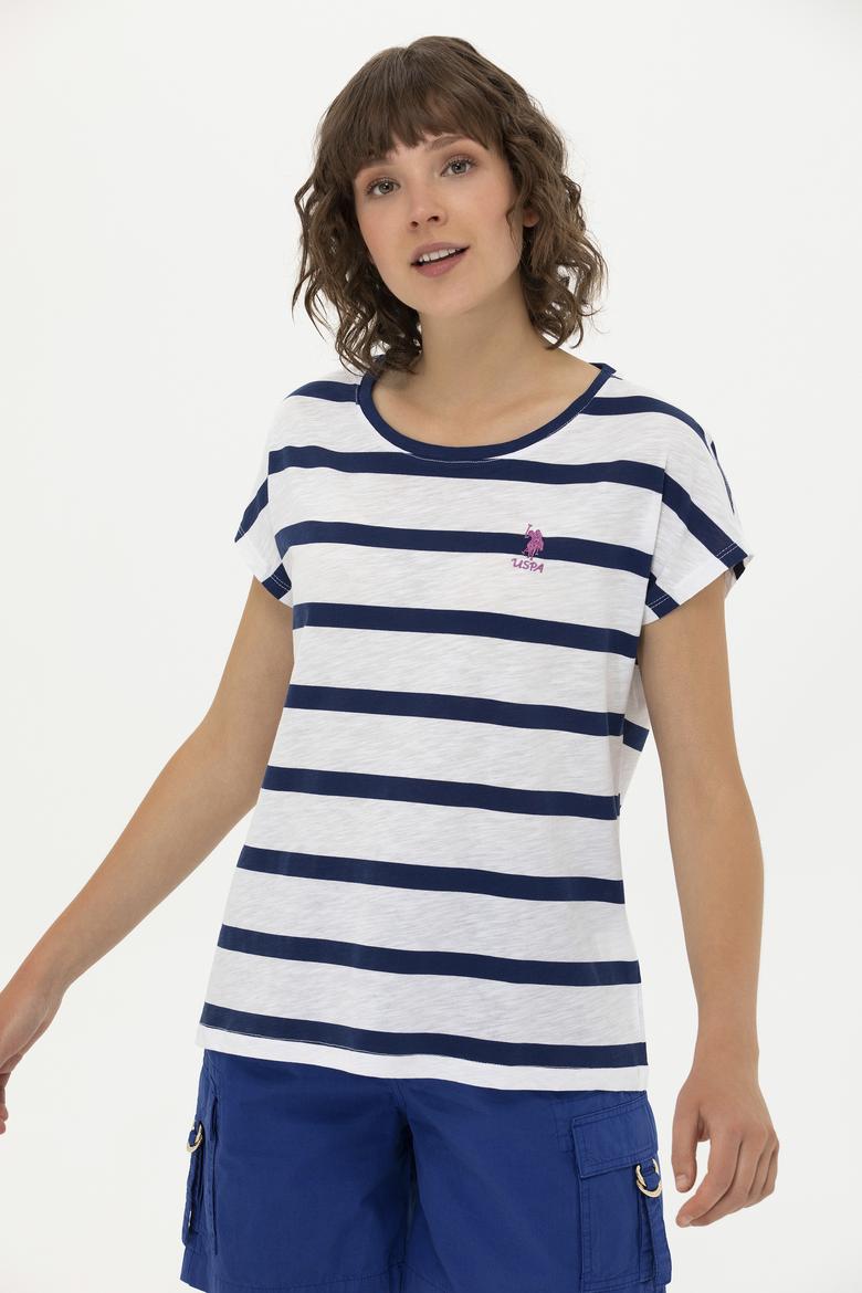 Kadın Lacivert Bisiklet Yaka Tişört - 50266180001