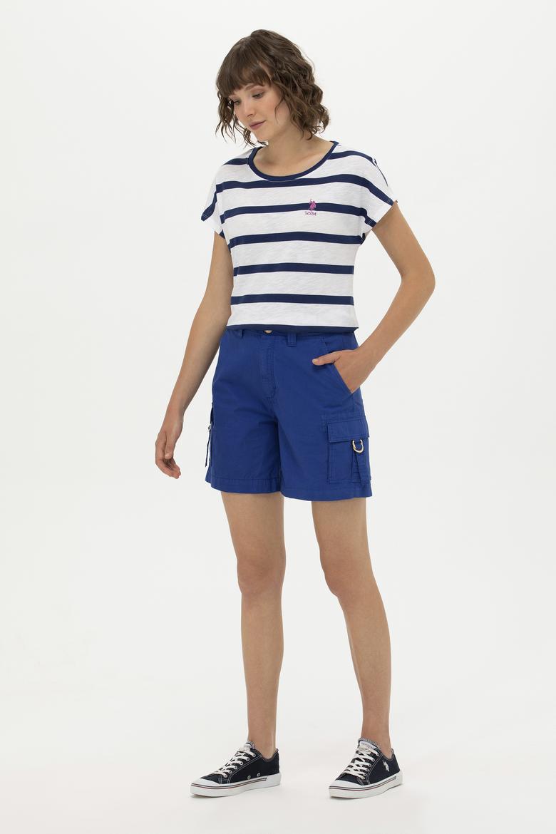 Kadın Lacivert Bisiklet Yaka Tişört - 50266180001