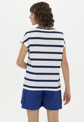 Kadın Lacivert Bisiklet Yaka Tişört - 50266180001