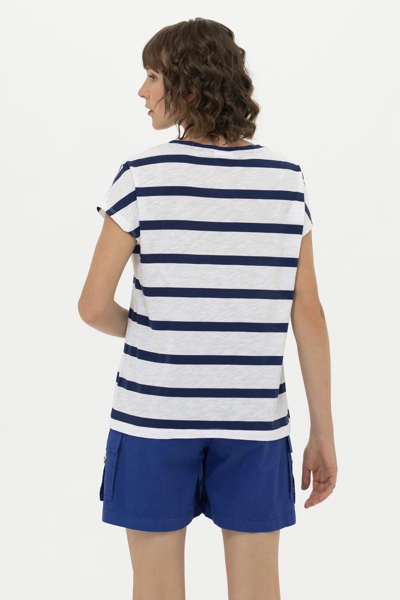 Kadın Lacivert Bisiklet Yaka Tişört - 50266180001