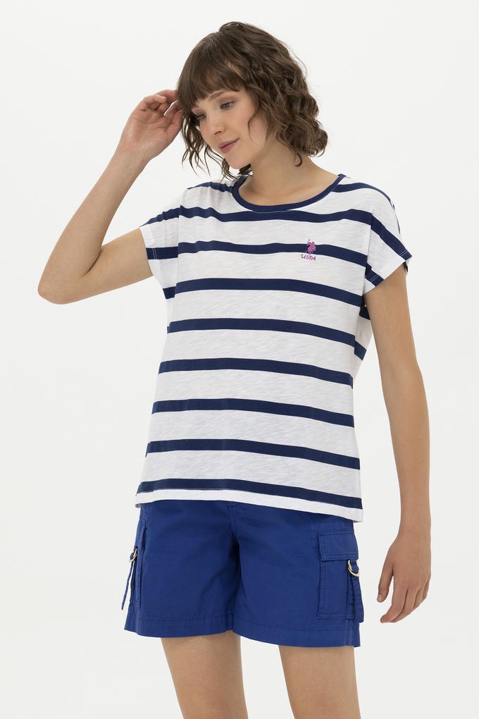 Kadın Lacivert Bisiklet Yaka Tişört