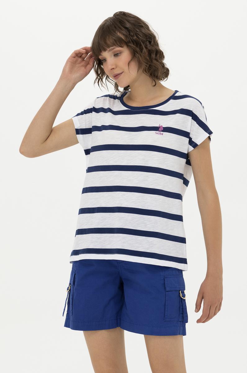 Kadın Lacivert Bisiklet Yaka Tişört