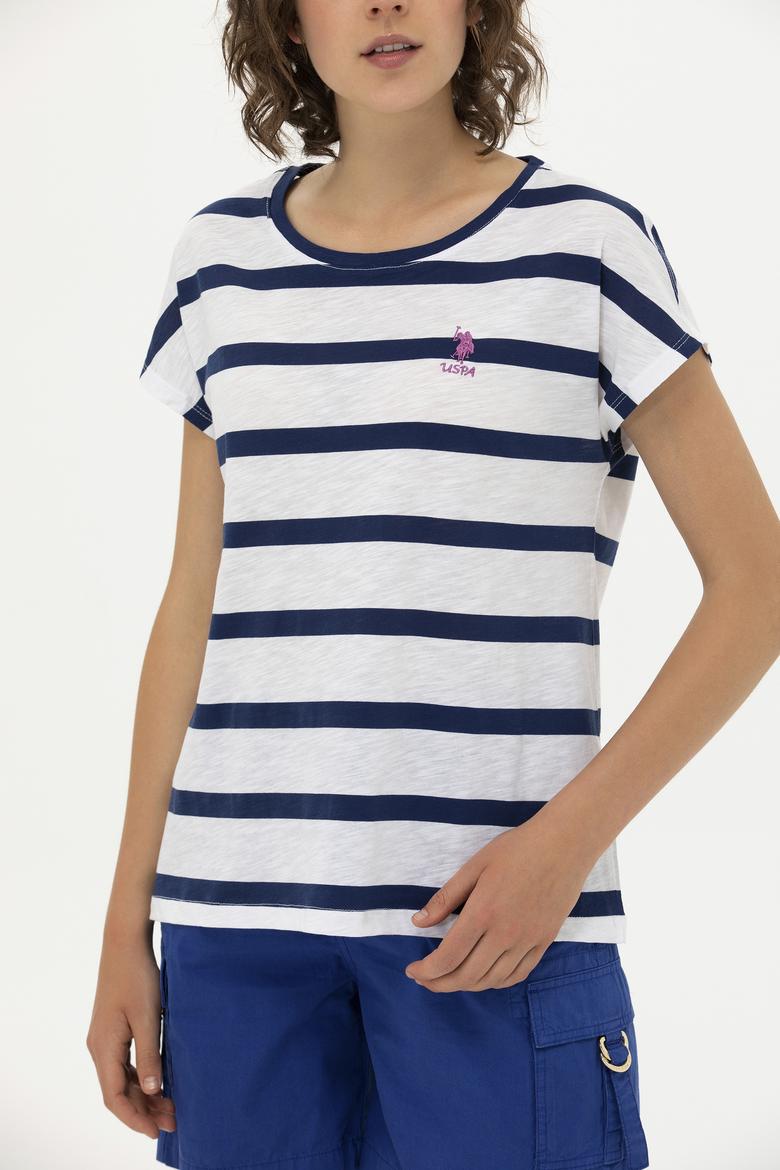 Kadın Lacivert Bisiklet Yaka Tişört - 50266180001