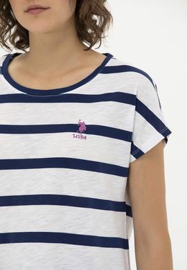 Kadın Lacivert Bisiklet Yaka Tişört - 50266180001