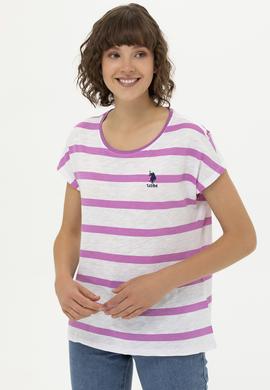 Kadın Menekşe Bisiklet Yaka Tişört - 50266180015