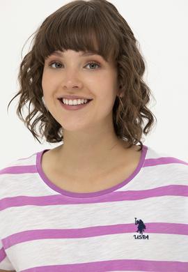 Kadın Menekşe Bisiklet Yaka Tişört - 50266180015