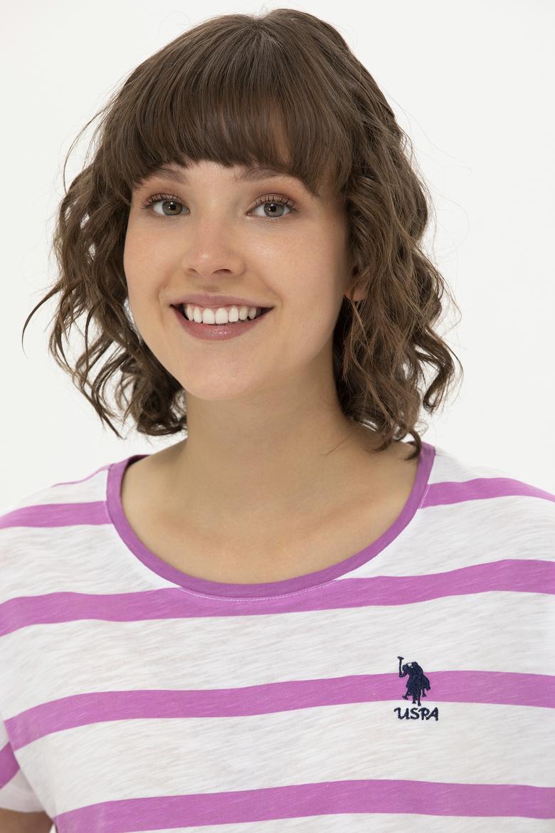 Kadın Menekşe Bisiklet Yaka Tişört - 50266180015