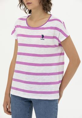 Kadın Menekşe Bisiklet Yaka Tişört - 50266180015