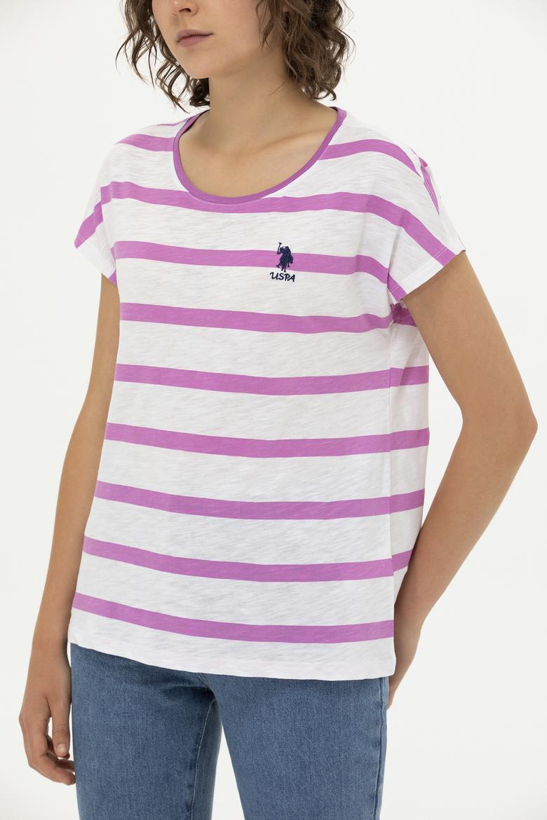 Kadın Menekşe Bisiklet Yaka Tişört - 50266180015