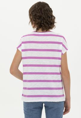 Kadın Menekşe Bisiklet Yaka Tişört - 50266180015