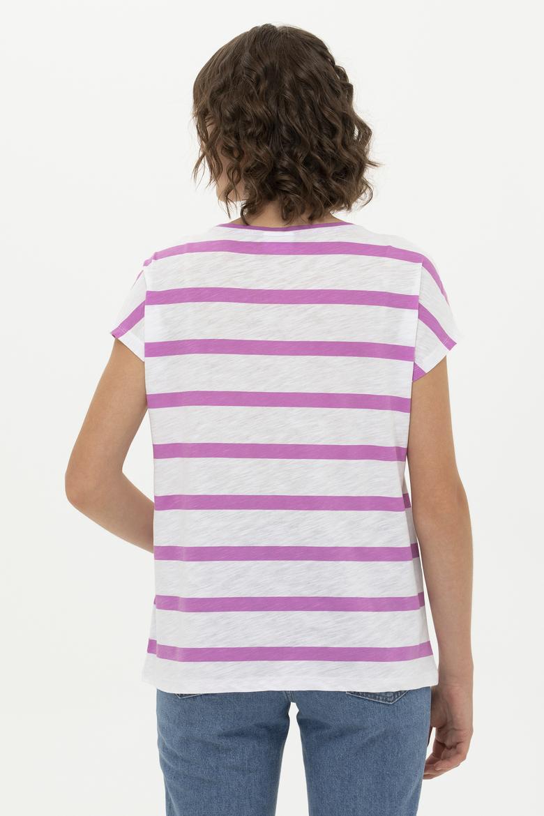 Kadın Menekşe Bisiklet Yaka Tişört - 50266180015