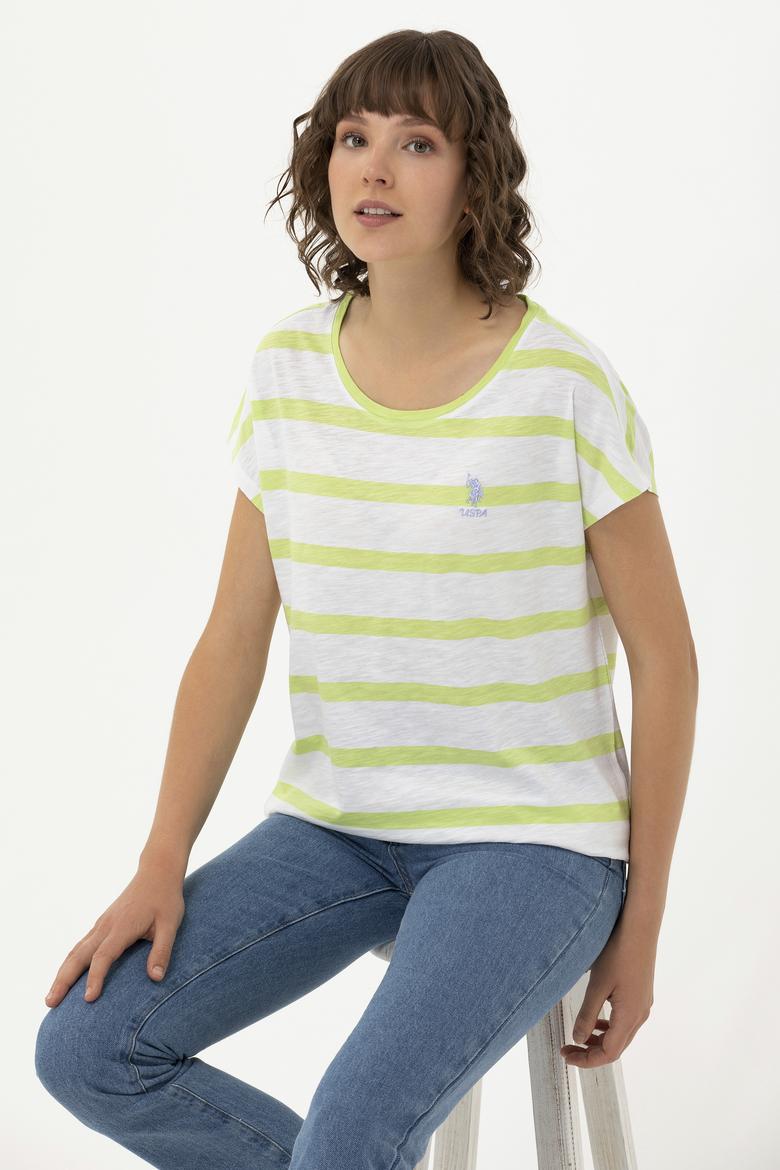 Kadın Fıstık Yeşili Bisiklet Yaka Tişört