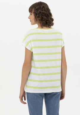 Kadın Fıstık Yeşili Bisiklet Yaka Tişört - 50266180023